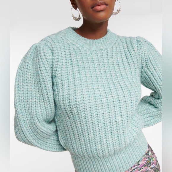 ISABEL MARANT Pacey Merino Wool Knit Sweater Blue-LT 36 Italy - Picture 7 of 17